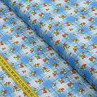 Tecido Estampado para Patchwork - Fresa : Morango com Xadrez Azul (0,50x1,40)