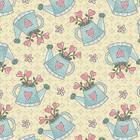 Tecido Estampado para Patchwork - Garden: Mini Regadores Creme (0,50x1,40) - Fuxicos e Fricotes