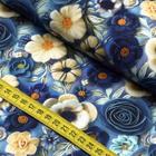 Tecido Estampado para Patchwork - Heartsease : Rosas Azul (0,50x1,50) - Fernando Maluhy