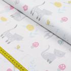 Tecido Estampado para Patchwork - Pequeno Quintal by Mariana Curti: Gatos com Tulipas Fundo Branco (0,50x1,40)