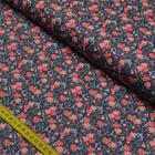 Tecido Estampado para Patchwork - Rosinhas: Marinho com Coral (0,50x1,40)