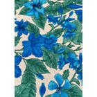 Tecido Jacquard Estampado Flor Hibiscus Azul - 1,40m de Largura