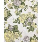 Tecido Jacquard Estampado Floral Bege e Verde - 1,40m de Largura