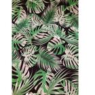 Tecido Jacquard Estampado Tropical Folhagem Verde Fundo Preto - 1,40m de Largura