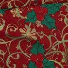 Tecido Jacquard Fio Lurex Natalino Floral Vermelho Escuro - 2,80m de Largura