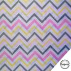 Tecido Tricoline Estampado Chevron Amarelo, Rosa e Cinza 50x150cm