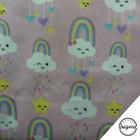 Tecido Tricoline Estampado Chuva de Amor Lilás 50x150cm - Teksana