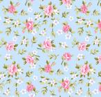 Tecido Tricoline Estampado Floral Lucia Azul com Rosa cor - 05, 50x150cm Tecidos Caldeira, 100% Algo
