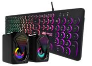 Teclado 107 teclas Redonda Tipo Chocolate e Caixa de Som 6w RMS Led RGB Kit Gamer Ideal P/ Pc Notebook Mac Console de Jogos