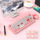 Teclado E Mouse Gamer Gatinho Switch Sem Fio Rosa