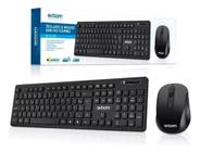 Teclado E Mouse Óptico Sem Fio 2.4ghz Combo Abnt2 Usb 1000f - EXBOM