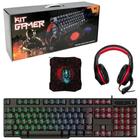 Teclado e mouse para computador + fone ouvido headset e mouse pad gamer com fio usb 107 teclas