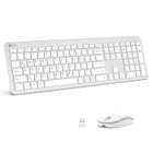 Teclado e Mouse Sem Fio Ergonômicos e Recarregáveis - Conexão Estável 2.4G, Branco - Windows e MacOs - iClever