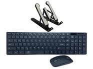 Teclado e Mouse sem fio Silencioso Optico 2.4ghz + Suporte Notbook/ Tablet - Tomate