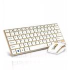 Teclado e Mouse Wireless Sem Fio Ultrafino USB HK-3910 Dourado