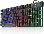 Teclado Gamer Backlight Led RGB USB Teclas Multimídia ABNT2 Semi mecanico