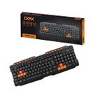 Teclado Gamer Barato Simples USB ABNT2 Preto e Laranja Teclas De Atalho Multimídia