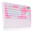 Teclado Gamer Mecânico Led C/Apoio Punho Kpte102 Branco/Rosa - Knup