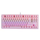 Teclado Gamer Mecânico Pink Wolf Profissional USB Iluminação LED Rainbow Efeitos de Transição