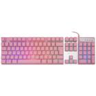 Teclado Gamer Multimidia USB com fio, LED Blacklight RGB Chassi em Aço Escovado Prismatic OEX TC205 Pink