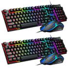 Teclado mecânico com fio de LED rainbow e conjunto de mouse para pc laptop - SANLIN BEANS