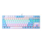 Teclado mecânico de 87 teclas com fio e teclas mistas - branco/rosa - J-One