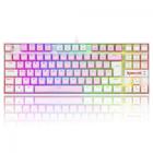 Teclado mecanico gamer kumara rgb switch blue redragon k552pw-rgb rosa e branco