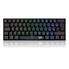 Teclado Mecânico Gamer Redragon Dragonborn, RGB, 60%, Switch Azul, Preto, ABNT2