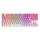 Teclado mecanico usb gamer daksa rgb switch brown redragon k576gp-rgb branco e rosa