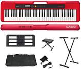 Teclado Musical Casio Casiotone CT-S200 61 Teclas Vermelho + Suporte + Capa + Banco