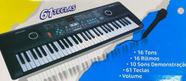 Teclado musical iniciante 61 teclas c microfone e usb