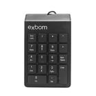Teclado Numérico Com Fio USB 2.0 Exbom BK-N30 Com 18 Teclas