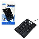 Teclado Numérico Com Fio USB 2.0 Knup 18 Teclas Plug and Play Preto KP-2003A