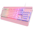 Teclado para jogos Dacoity 104 teclas Rainbow LED retroiluminado USB (rosa)