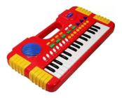 Teclado Piano Center Musical Infantil com Sons Eletrônicos 32 Teclas Vermelho