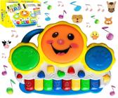 Brinquedo Infantil Pianinho Musical Fazendinha Musicas Sons de Animais luz  e alça Cor: Tambor Laranja no Shoptime