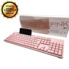 Teclado USB C/ Teclas Multimídia - Pink Smart Support Smartphone - Teclado Rosa