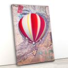 Tela canvas vert 60x40 arte de colagem com balão e mapa - Crie Life
