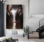 Tela em tecido canvas para sala quarto Moldura Face Cavalo