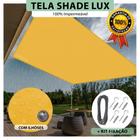 Tela Lona Amarela 6x4 Metros Sombreamento Impermeável Shade Lux + Kit