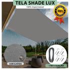Tela Lona Cinza 2x1 Metros Sombreamento Impermeável Shade Lux + Kit