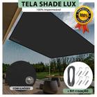 Tela Lona Preta 2x1.5 Metros Sombreamento Impermeável Shade Lux + Kit