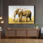 Tela Quadro Decorativo com Moldura Arte Elefante Dourado