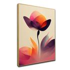 Tela Quadro Decorativo com Moldura Arte Flor Dourada Vermelha