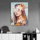 Tela Quadro Decorativo Para sala Mulher Arte Flores 60x40 Quadro Quarto Hall Cozinha