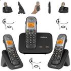 Telefone sem fio Mini Central PABX Para 2 linhas TS 5150 Com 2 Ramal e Headset Fone de Ouvido Bina Viva Voz e Expansível até 10 Ramais intelbras