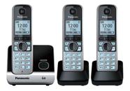 Telefone Sem Fio Panasonic Preto e Prata com Base e 2 Ramais