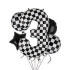 Tema de carro de corrida Balloon GGDE Checkered Number 3 40 cm 5 unidades