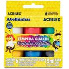 Tempera Guache Fantasia Metallic Kit com 06 Cores 15 ml Cada - Acrilex
