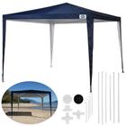 Tenda Gazebo Praia 3x3 M de Encaixe Poliester Oxford Azul Mor